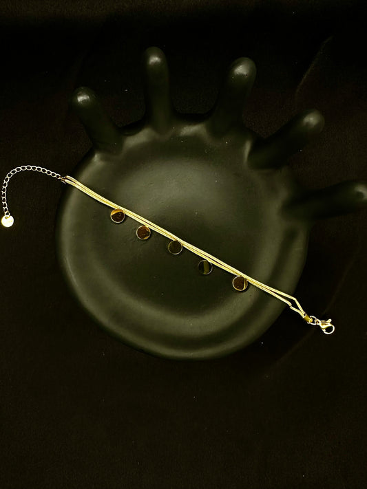 Gold Tone Multi-Stone Chain Bracelet