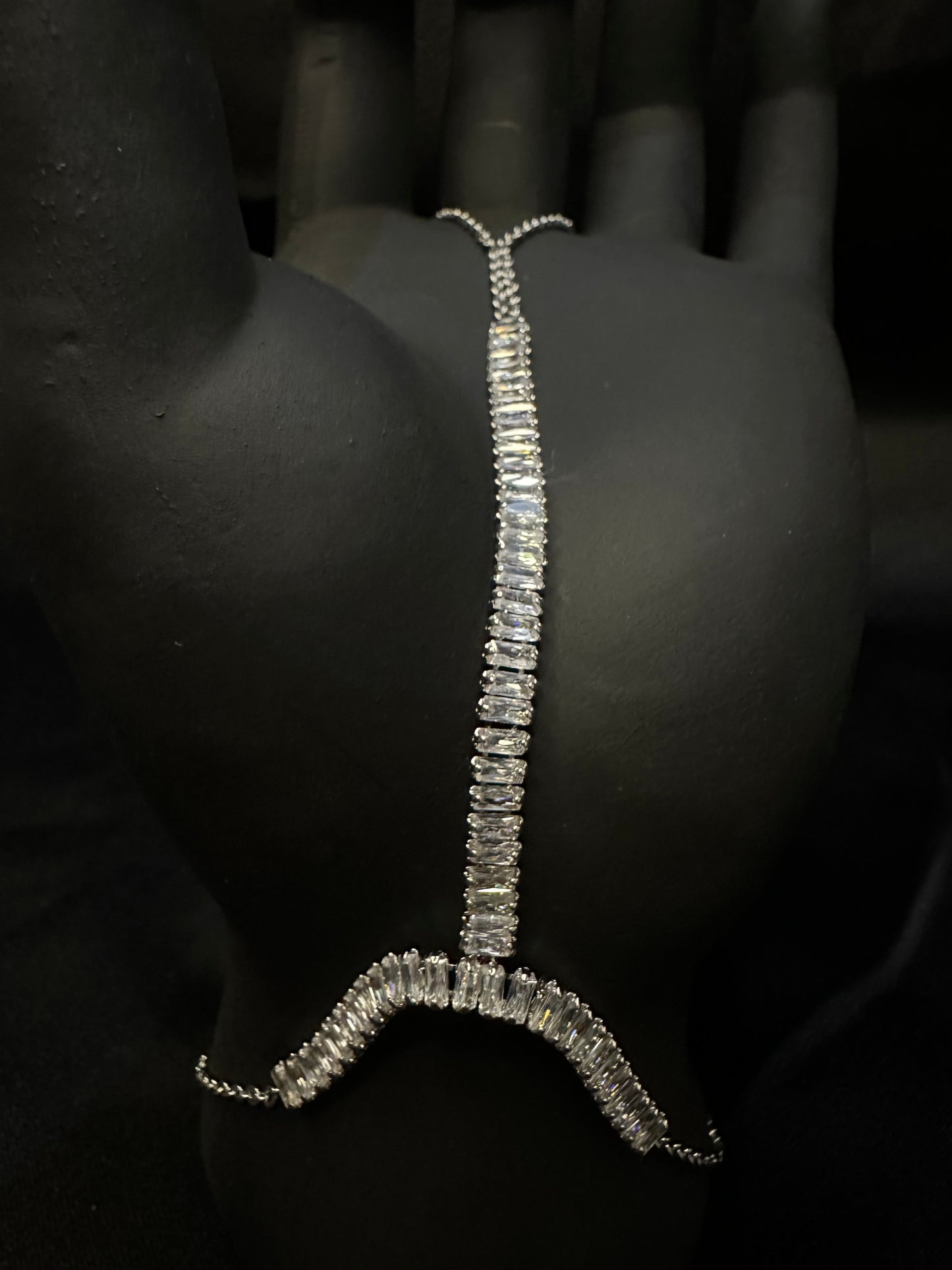 Crystal Baguette Back Body Chain Harness
