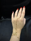 Gold Bow Charm Hand Slave Bracelet