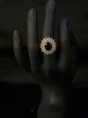 Navy Blue Sunburst Crystal Statement Ring