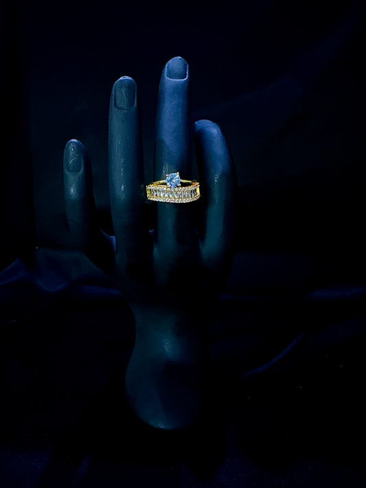 Crystal Solitaire Baguette Engagement Ring