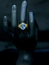 Blue Sapphire Oval Three-Stone Engagement Ring
