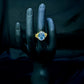 Blue Sapphire Oval Three-Stone Engagement Ring