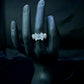 Icy Blue Bow Baguette Statement Ring