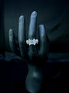 Icy Blue Bow Baguette Statement Ring