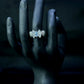 Icy Blue Bow Baguette Statement Ring