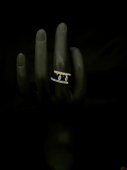 Sapphire Three-Stone Split Band Engagement Ring