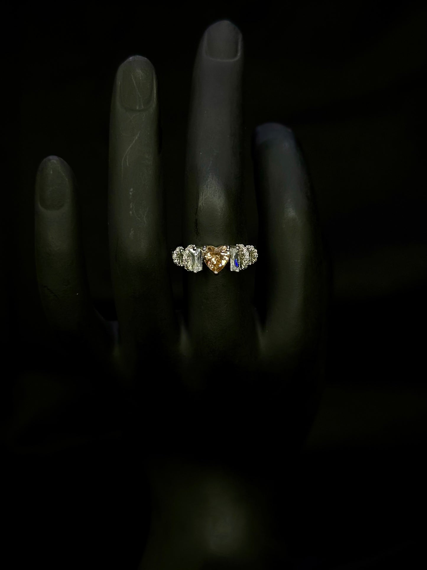Golden Heart Three-Stone Engagement Ring
