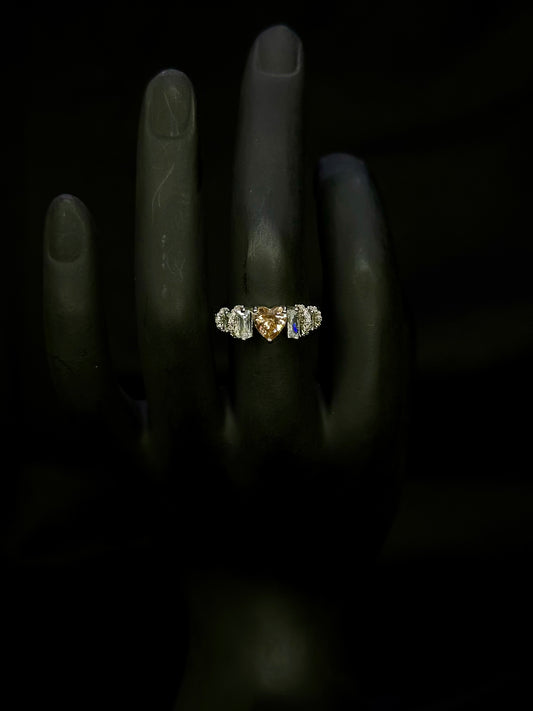 Golden Heart Three-Stone Engagement Ring