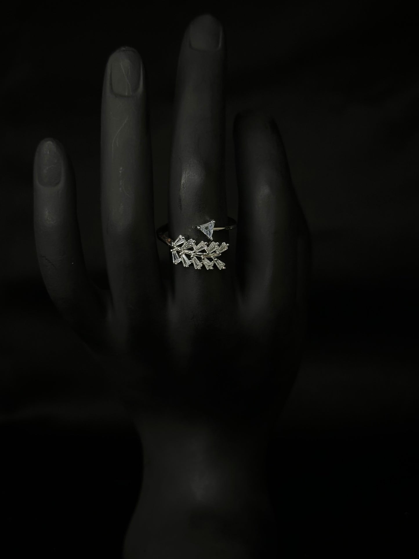 Triangular Crystal Leaf Branch Ring