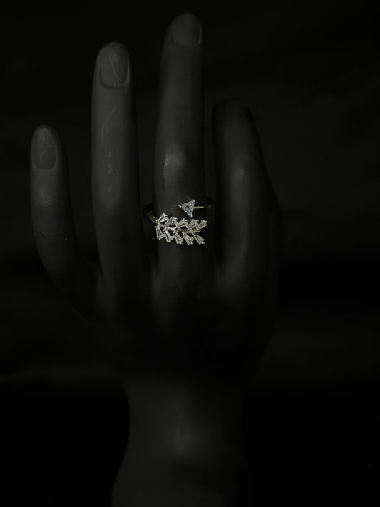 Triangular Crystal Leaf Branch Ring