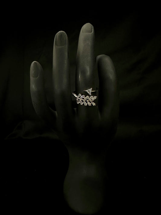 Triangular Crystal Leaf Branch Ring