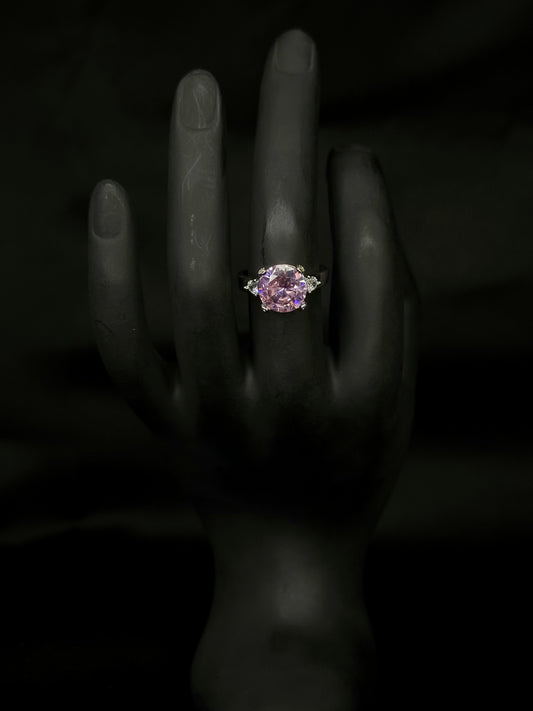 Pink Lavender Oval Solitaire Engagement Ring