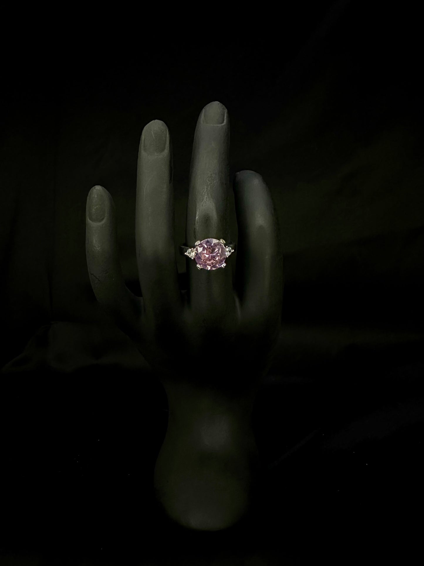 Pink Lavender Oval Solitaire Engagement Ring