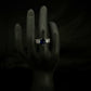 Dark Blue Sapphire Three-Stone Engagement Ring