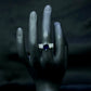 Dark Blue Sapphire Three-Stone Engagement Ring