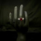 Deep Red Ruby Three-Stone Engagement Ring